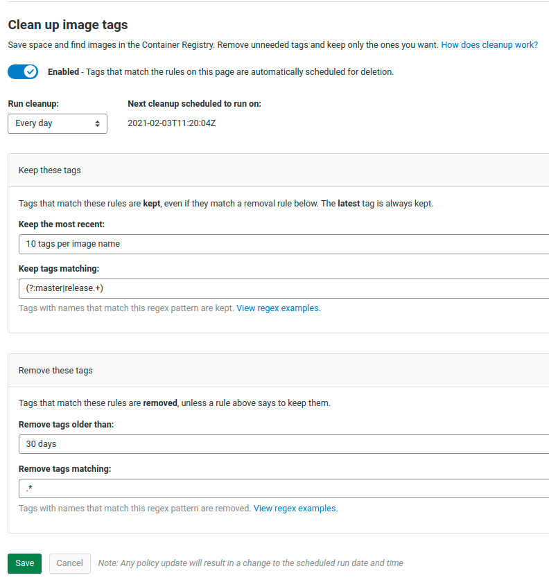 Clean up image tag policies